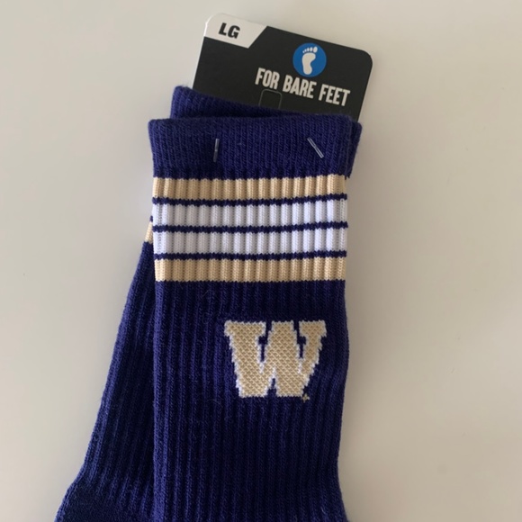 For Bare Feet Washington Huskies 4-Stripe Crew Socks - Picture 5 of 5